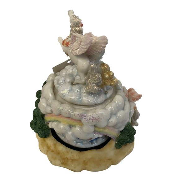 Vintage Pegasus Unicorn Animated Musical Figurine Wind-Up Music Box Ceramic & - Picture 10 of 12